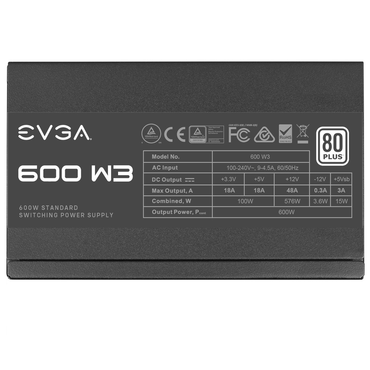 EVGA 600 W3, 80+ WHITE 600W 6